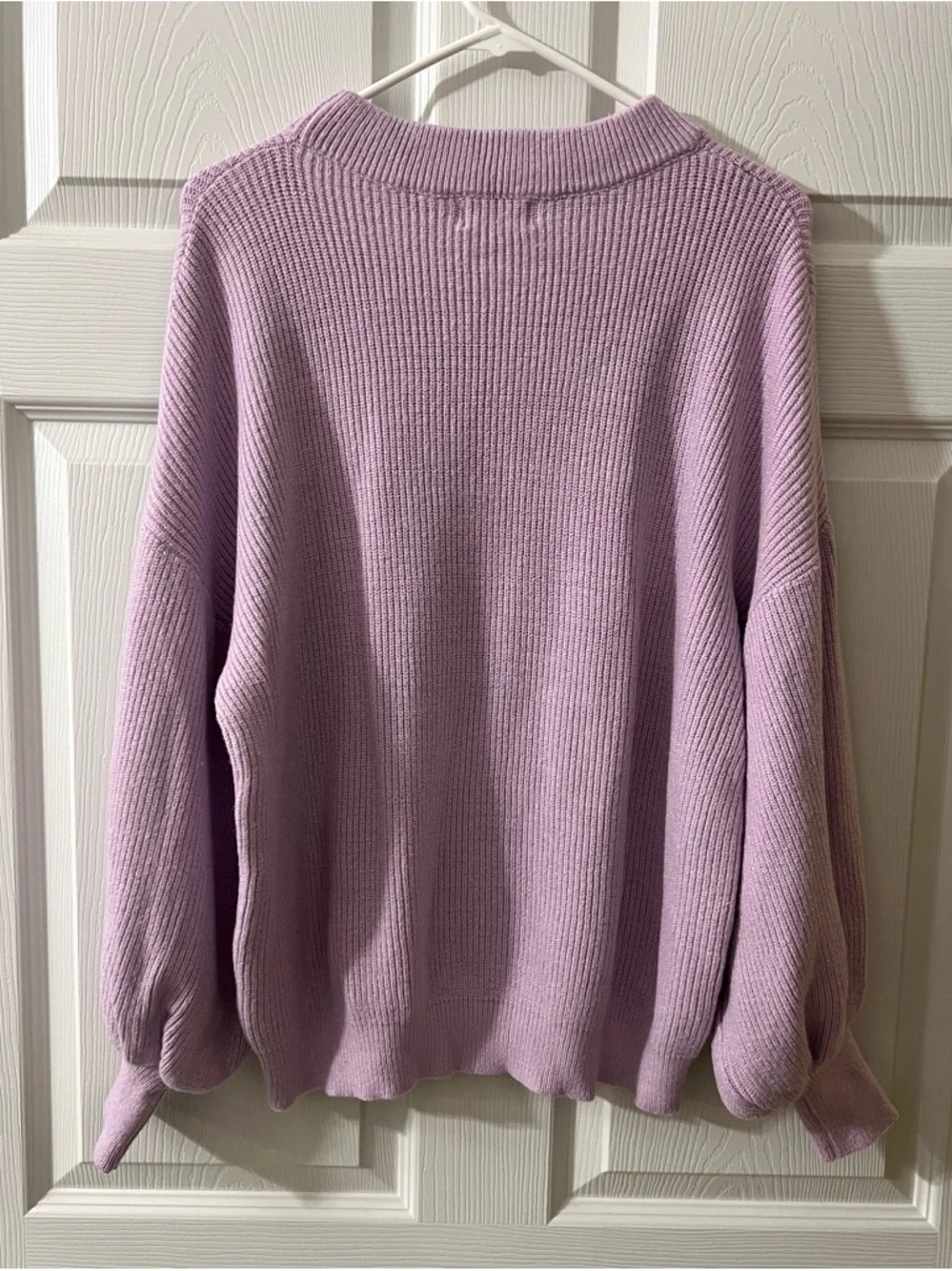 Lilac Ribbed Balloon-Sleeve Sweater - Picture 5 of 5